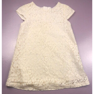 GIRLS H & M DRESS Ivory Lace Lined Gold Back Zip SIZE 1 1/2 & 2 YEAR